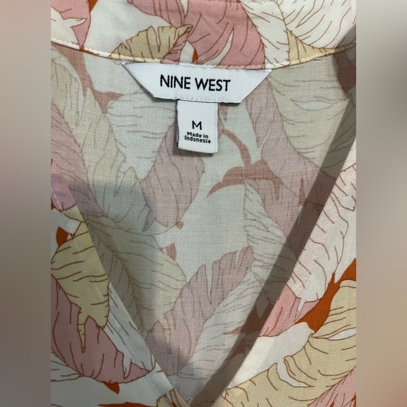 Nine West Flowy Pink and Cream Sleeveless Dress Front Buttons Tiered M New - Picture 5 of 9